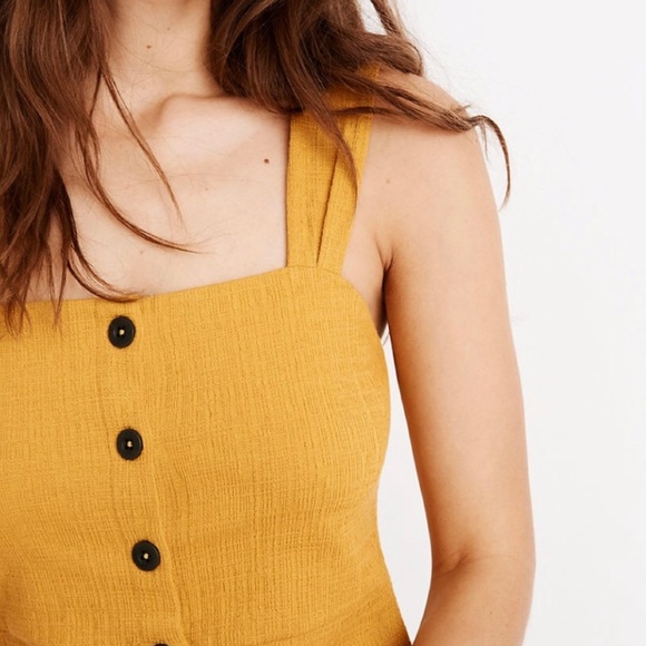 Madewell Texture & Thread Button Front Rank Dress Tungsten Glow Yellow Medium - Picture 3 of 16